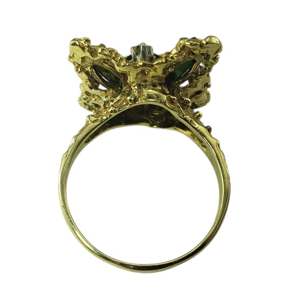 14K Yellow Gold Green Tourmaline & Diamond Ring Size 9.25 #20715 - Picture 5 of 9